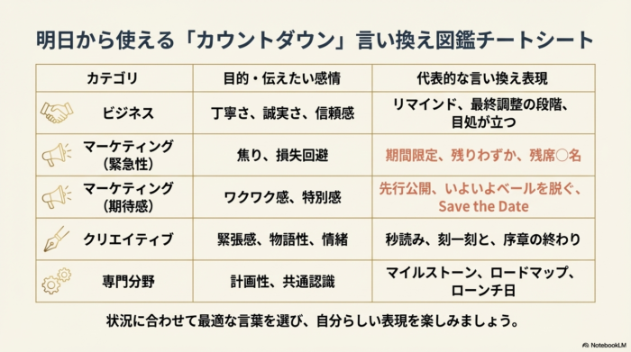 言葉選びを戦略として捉え、「目的を定める」「相手と状況を考える」「最適な言葉を選ぶ」という実践的な3つのステップをまとめたスライド。