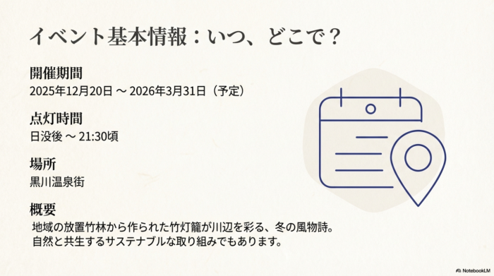 黒川温泉の湯あかりがいつ開催されるか基本情報を網羅