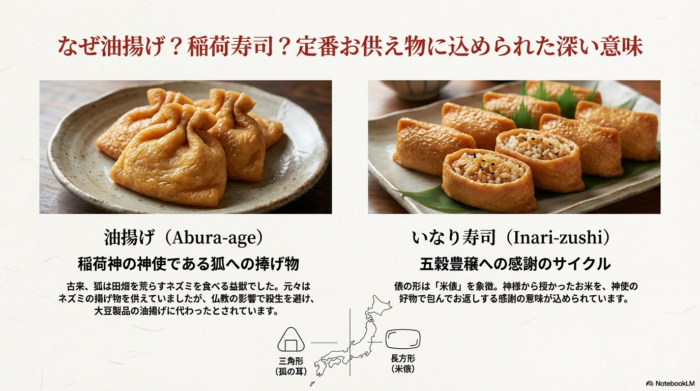 稲荷神の神使に捧げる油揚げといなり寿司の由来