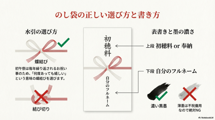 紅白の蝶結びを選ぶのし袋の書き方と墨の濃さ