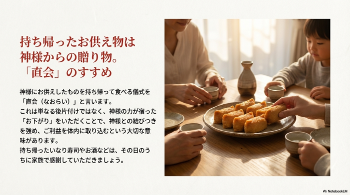 撤下神饌を自宅で頂く直会の神学的な意味と重要性